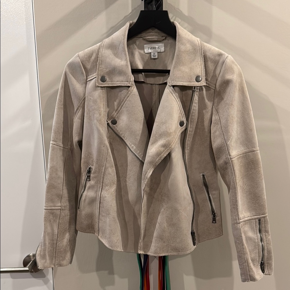 Evereve Beige Faux Suede-LeatherJacket